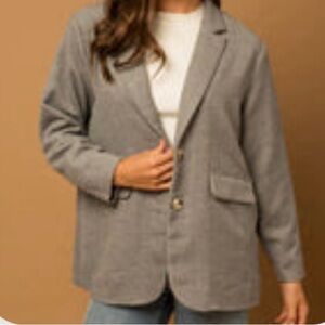 2. Heather Grey Wool Two Button Closure Oversize Blazer